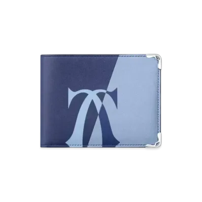 Cartier 6 Credit Card Compact Wallet Must de Cartier "Deep Blue/Cloud Gray"