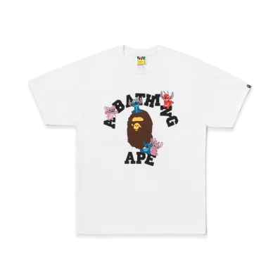 A BATHING APE x Disney Stitch And Friends College Tee "White"