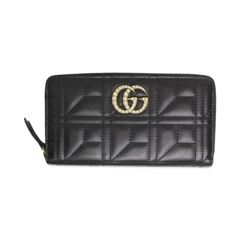 Gucci GG Marmont Imitation Pearl Wallet "Black"