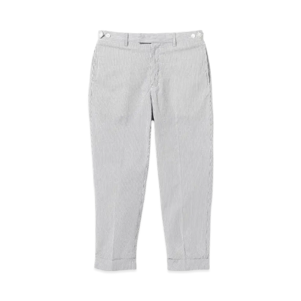 BEAMS IVY Trousers Ankle Cut COOLMAX Seersucker "Blue/White"