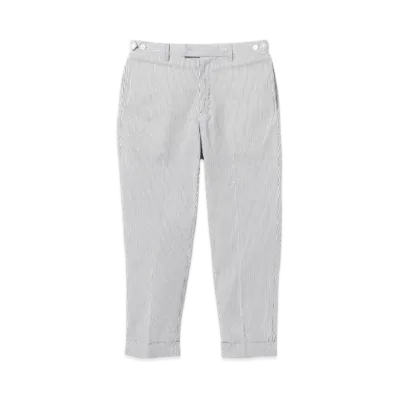 BEAMS IVY Trousers Ankle Cut COOLMAX Seersucker "Blue/White"