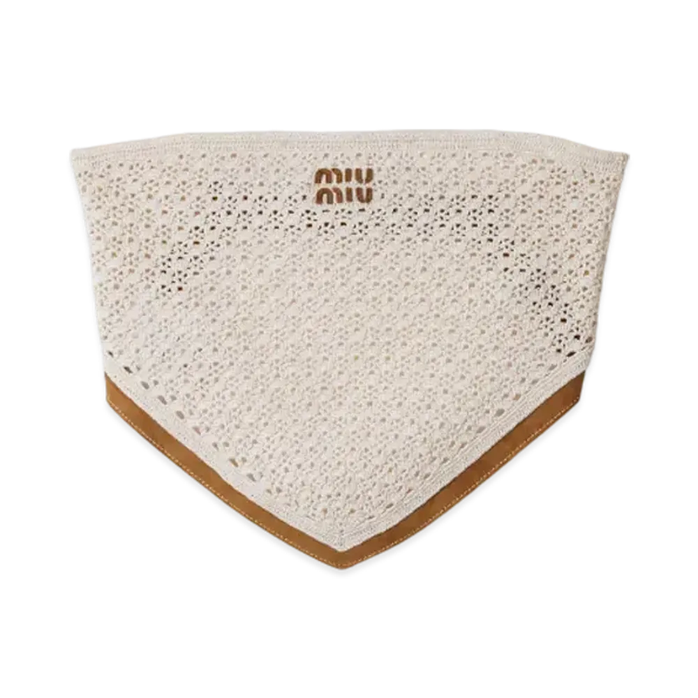 MIUMIU Women's Cotton and Suede Bandana Top "Natural"