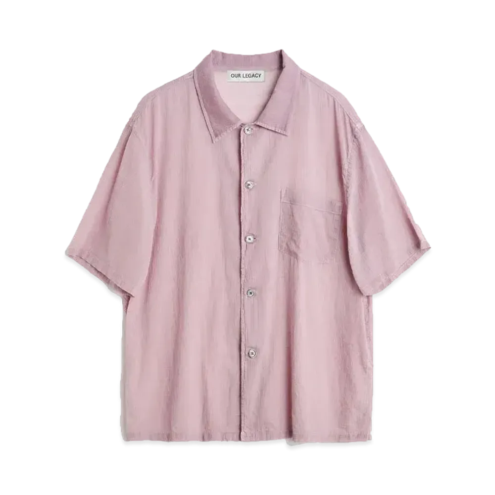 OUR LEGACY Box Shirt Shortsleeve Coated Voile "Dusty Lilac Coated Voile"