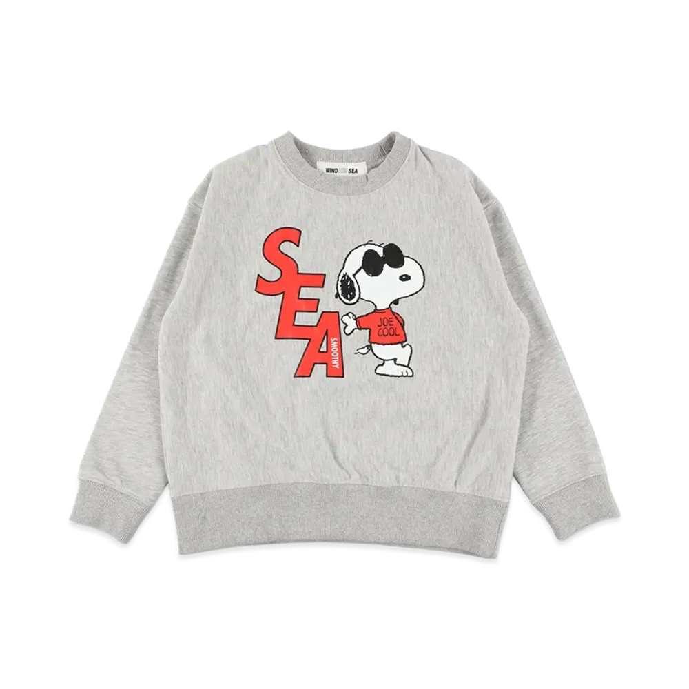WIND AND SEA x SMOOTHY Snoopy Kids Crewneck Sweatshirt "Gray"