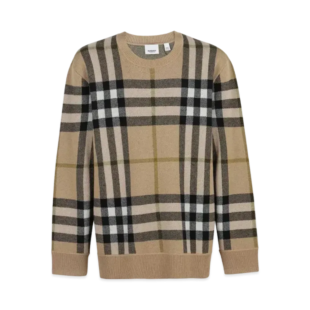 Burberry Men's Cashmere Jacquard Sweater "Soft Fawn"