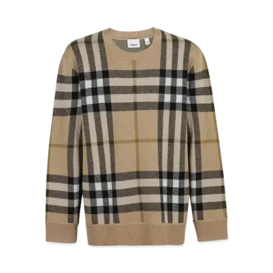 Burberry Men's Cashmere Jacquard Sweater "Soft Fawn"