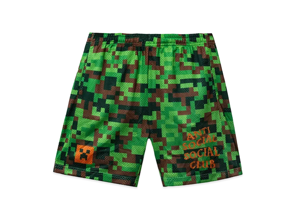 ANTI SOCIAL SOCIAL CLUB x Minecraft Pixel Camo Mesh Basketball Shorts "Green"