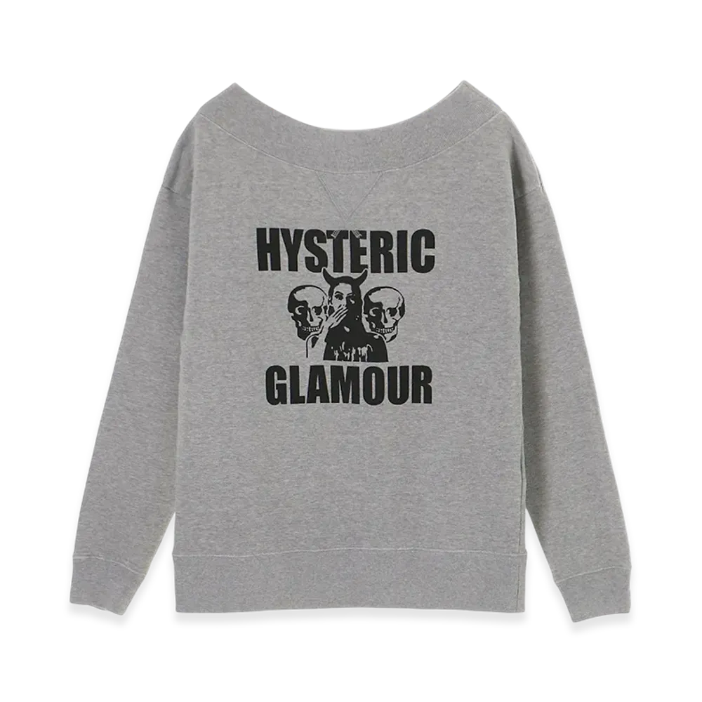 HYSTERIC GLAMOUR Evil Skull Sweatshirt "Top Gray"