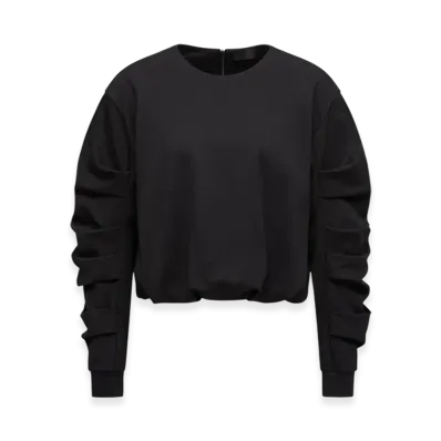 MONCLER Cotton Pleated Sweatshirt "Black"