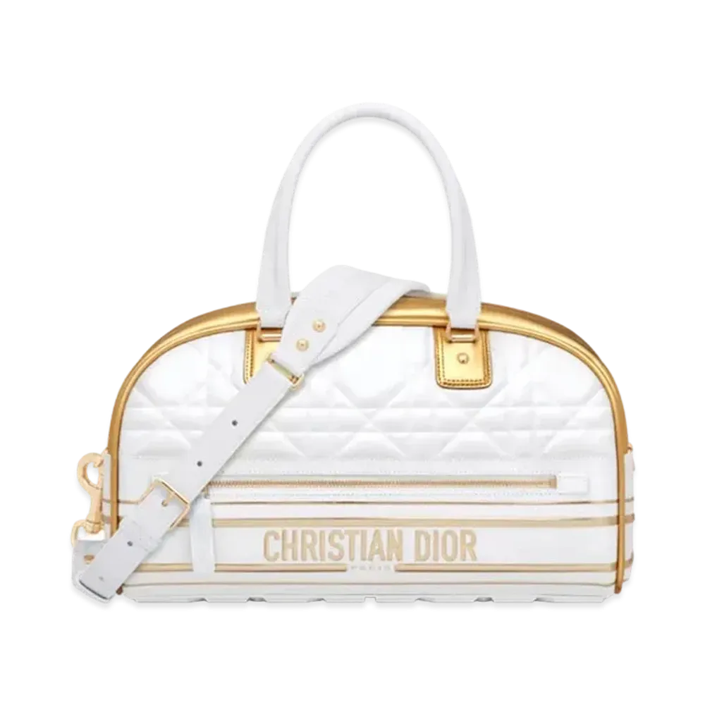 Dior Vibe Medium Bowling Bag Macro Canage Calfskin "White"