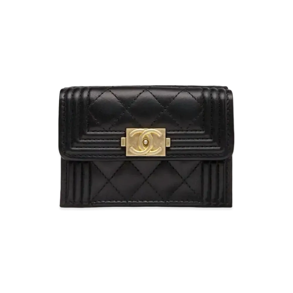 CHANEL Boy Channel Small Flap Wallet Lambskin "Black/Gold"