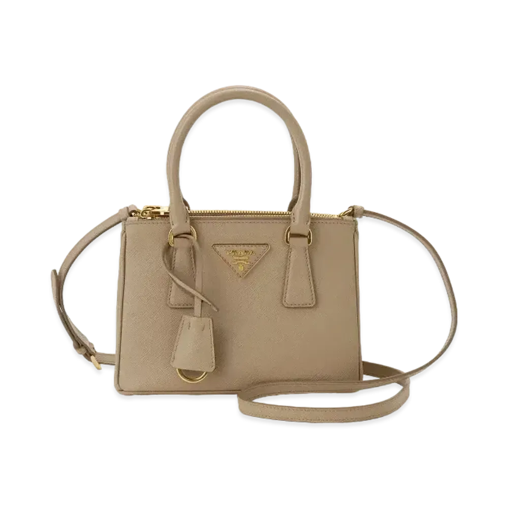 PRADA Galleria Saffiano Leather Mini Bag "Cameo Beige"