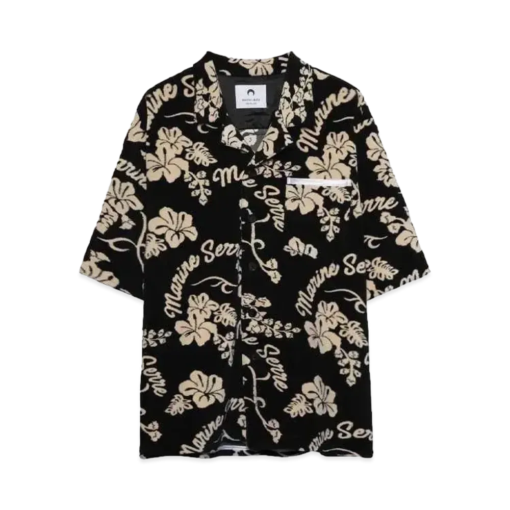 Marine serre JERSEY JACQUARD TOWELS BOWLING SHIRT "BLACK"