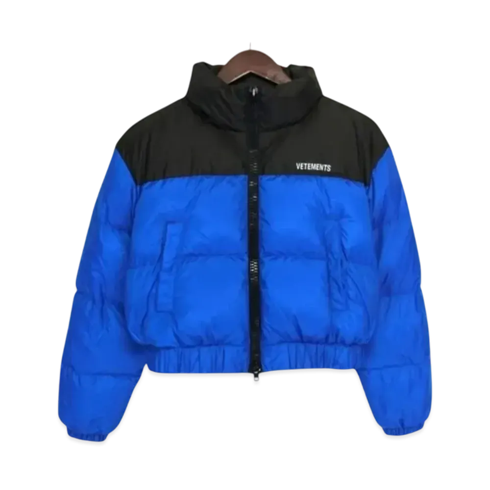 VETEMENTS Logo Print Puffer Jacket "Blue/Black" WA65JA132N