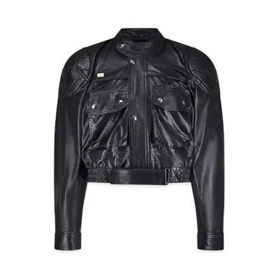 MARTINE ROSE Leather Rider Jacket "Black"