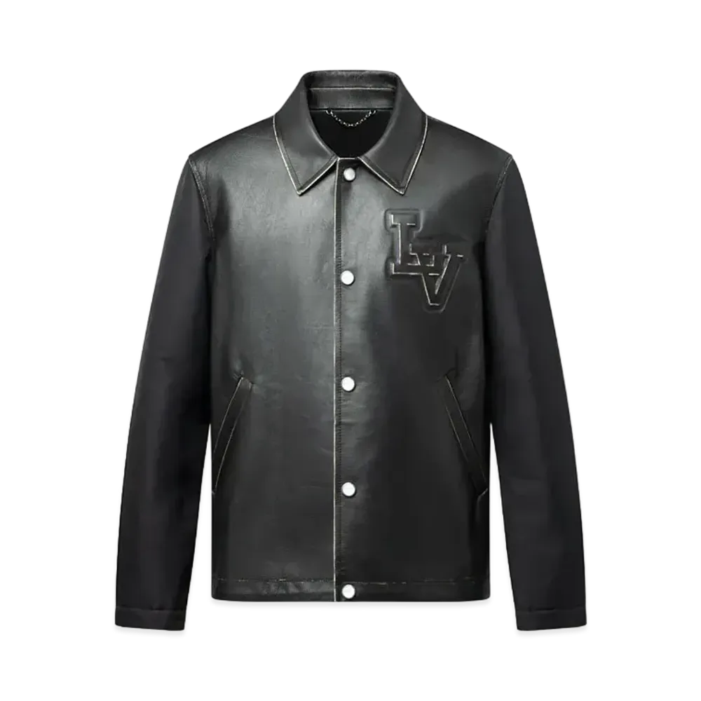 Louis Vuitton Vintage Effect Leather and Nylon Coach Jacket "Noir"