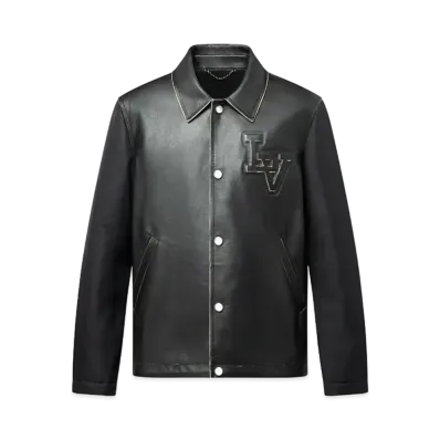 Louis Vuitton Vintage Effect Leather and Nylon Coach Jacket "Noir"