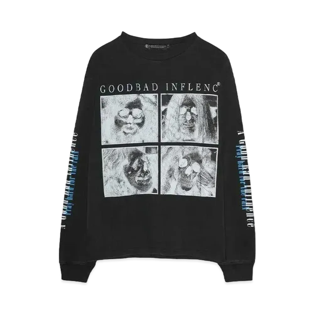 A GOOD BAD INFLUENCE ZEPP SKULL FACE LONG SLEEVE T-SHIRT "BLACK"