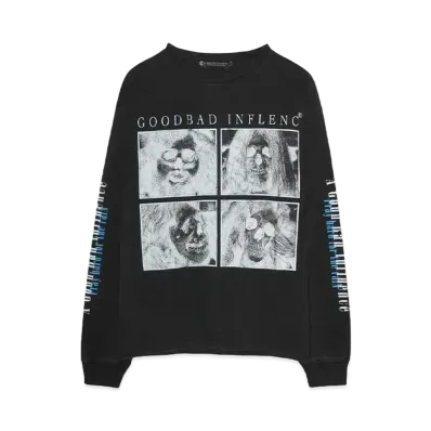 A GOOD BAD INFLUENCE ZEPP SKULL FACE LONG SLEEVE T-SHIRT "BLACK"