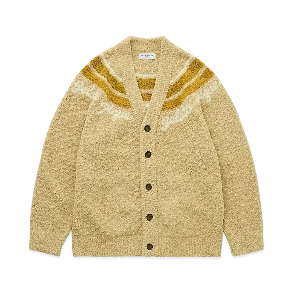 GELATO PIQUE Homme Powder Line Logo Jacquard Cardigan "Yellow"