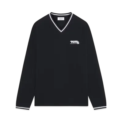 Maison Kitsune Flash Fox Raglan Long Sleeve T-Shirt "Black"