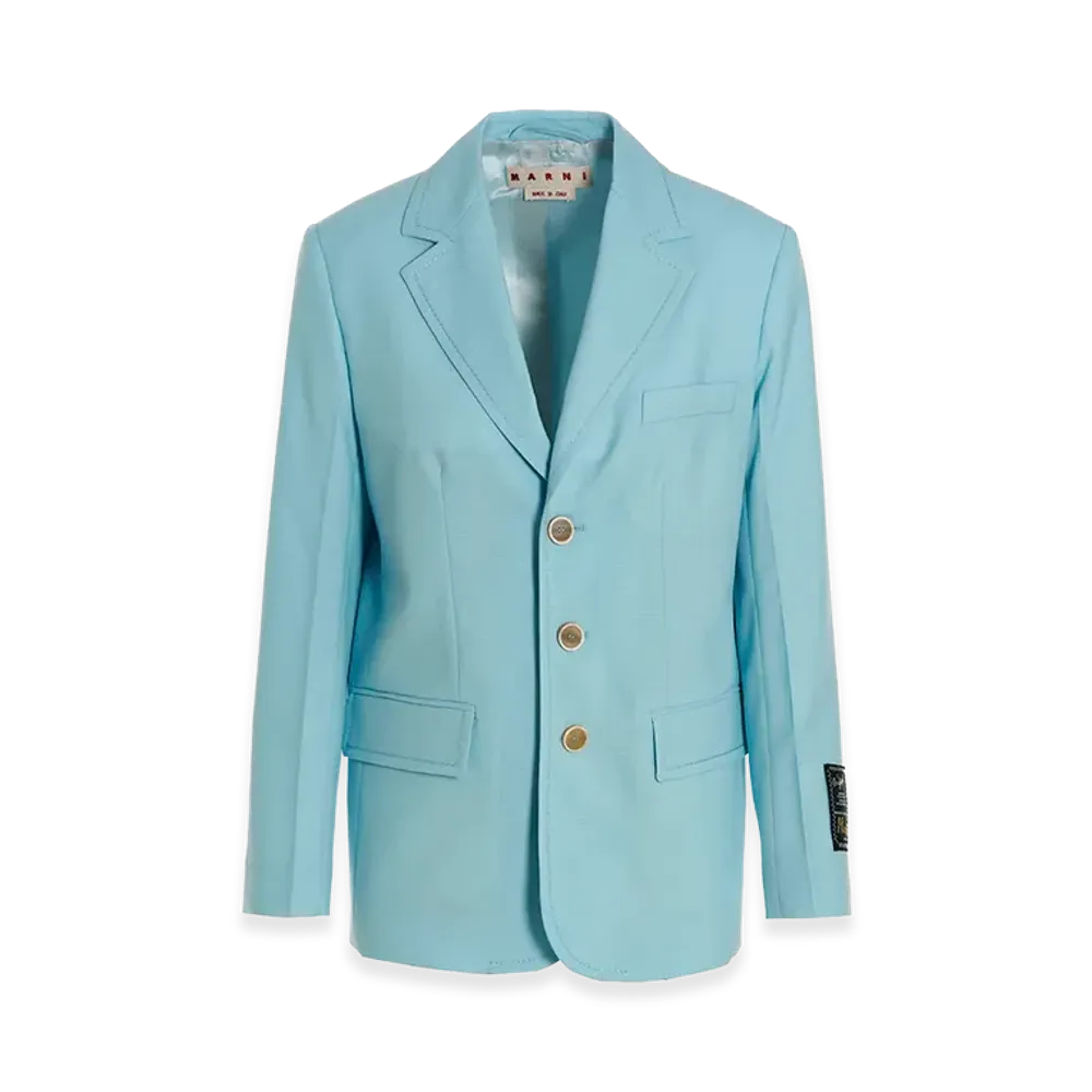 MARNI Women's Single-Breasted Blazer Jacket "Azure"