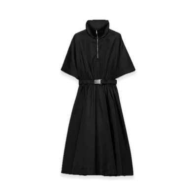 PRADA Short-Sleeve Re-Nylon Midi Dress "Black"