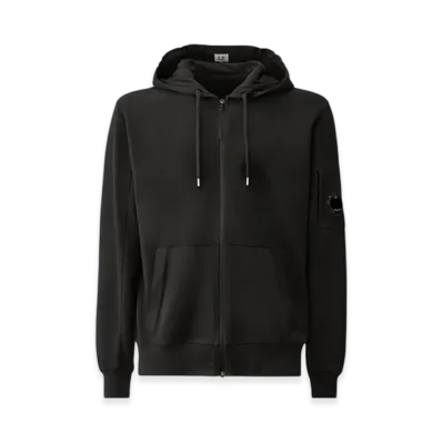 C.P. Company Light Fleece Zipped Hoodie "Black"