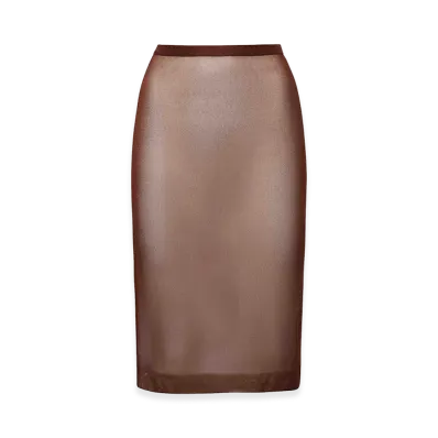 Saint Laurent Women's Chocolate Silk Skirt "Bordeaux"