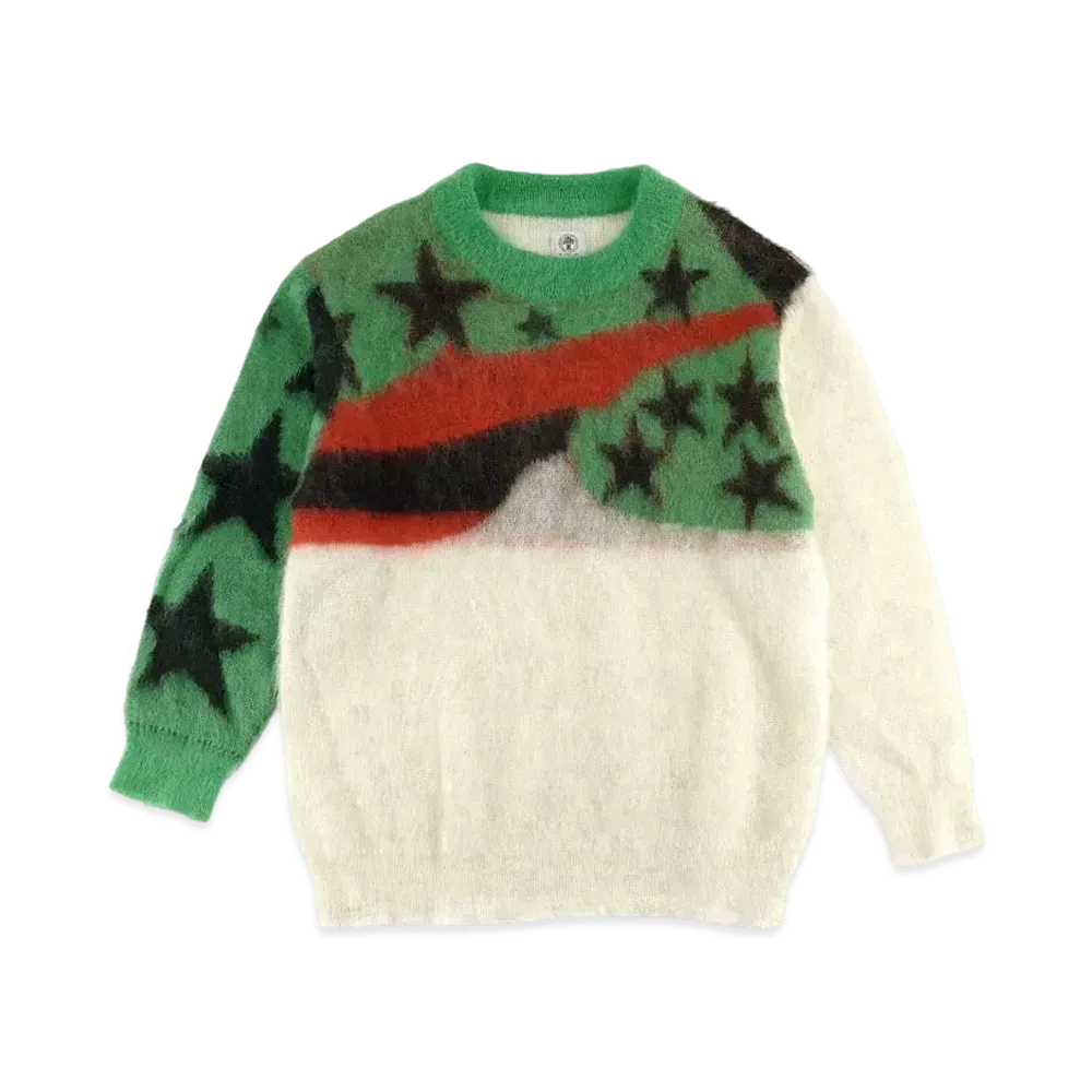 SAINT Mxxxxxx STT MOHAIR KNIT SWTER "White Green"