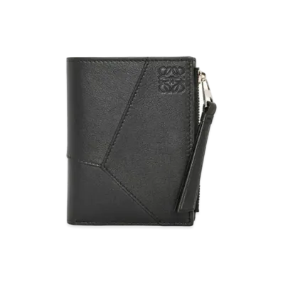 LOEWE Puzzle Slim Compact Wallet in Classic Calfskin "Black"