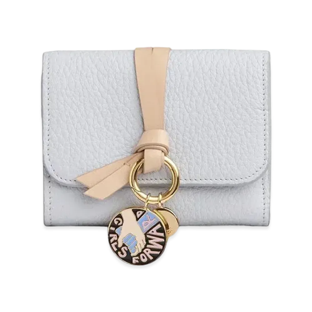 Chloe Chloe For Unicef Alphabet Mini Tri Fold Wallet In Grained And Smooth Calfskin "Light Cloud"