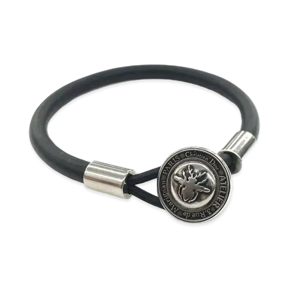 Dior DiorHomme Dior Atelier Bee Leather Bracelet "Silver"