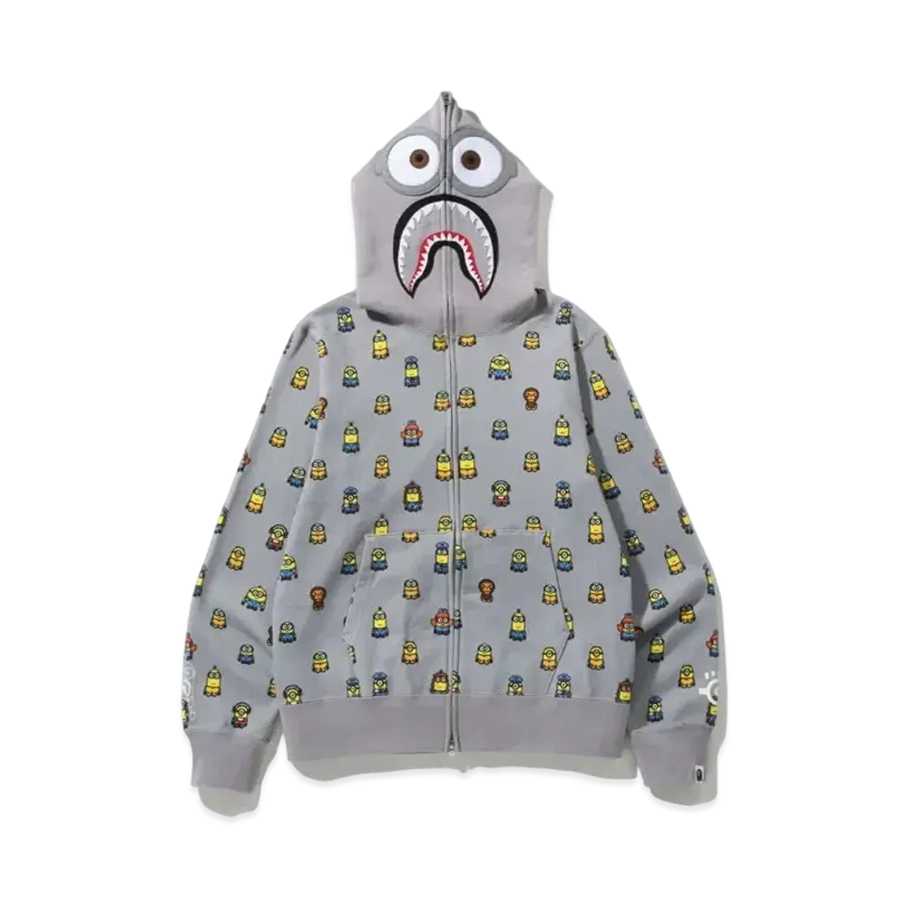 A BATHING APE MINIONS SHARK FULL ZIP HOODIE "Grey"