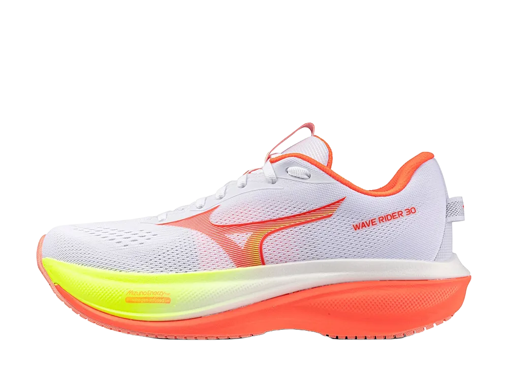 Mizuno Women's Wave Rider 30 "White/Coral/Yellow"