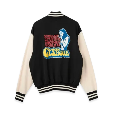 HYSTERIC GLAMOUR Smoking Girl Patch Varsity Jacket "Black"