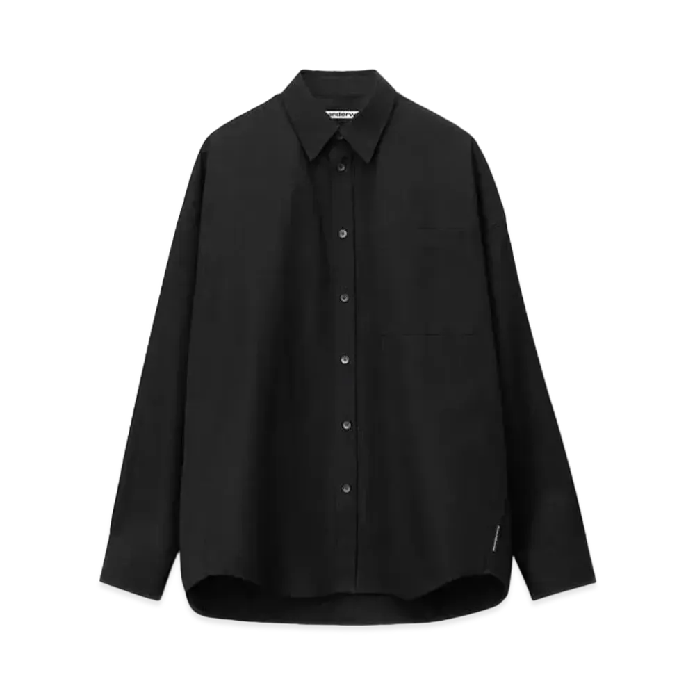 Alexander Wang Logo Cotton Button Down Shirt "Black"