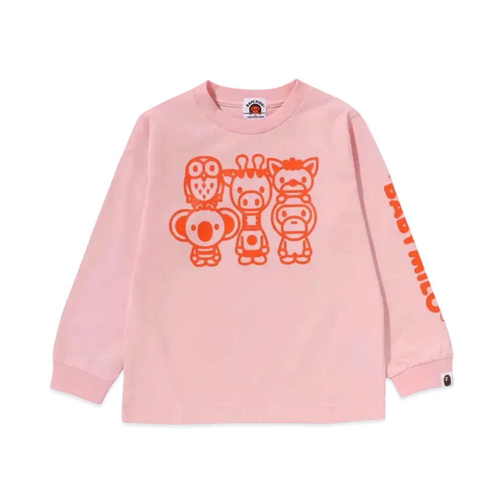 A BATHING APE Baby Milo & Friends LS Tee "Pink"