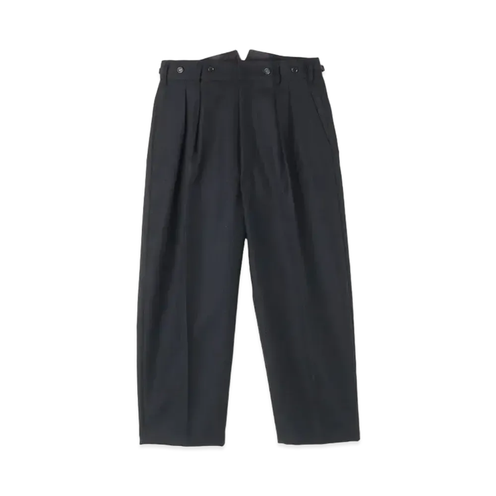 Yohji Yamamoto Y's WOOL HARD SERGE TAPERED TROUSERS "Black"
