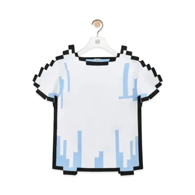 LOEWE New In Pixelated Top In Technical Knit "White"