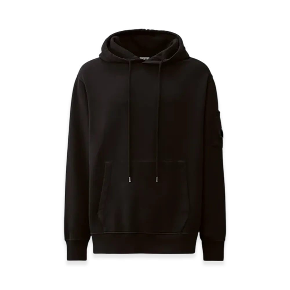 C.P. Company Brushed and Emerized Diagonal Fleece Hooded Lens Sweatshirt "Black"