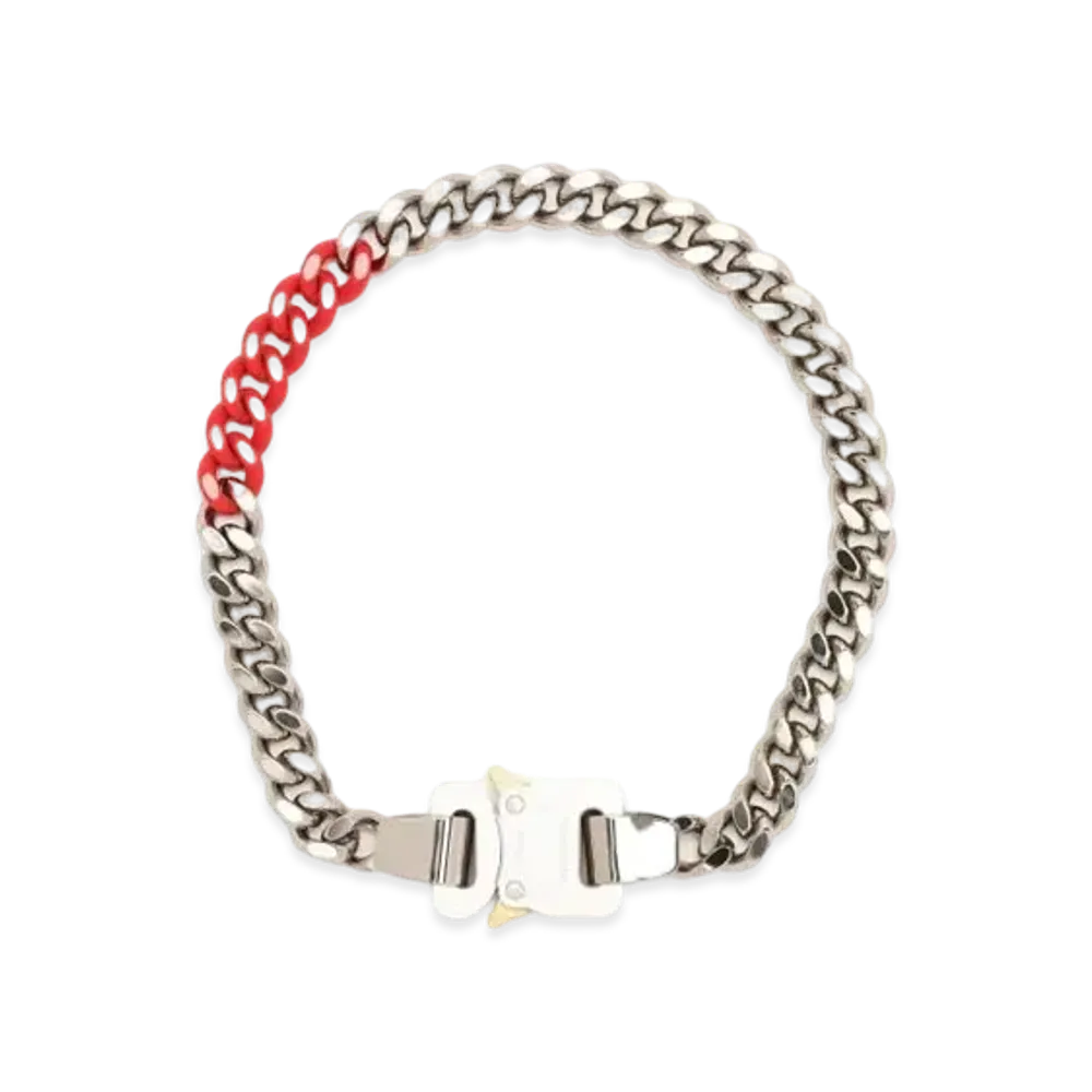 1017 ALYX 9SM Two-Tone Curb Chain Buckled Necklace "Silver/Orange"