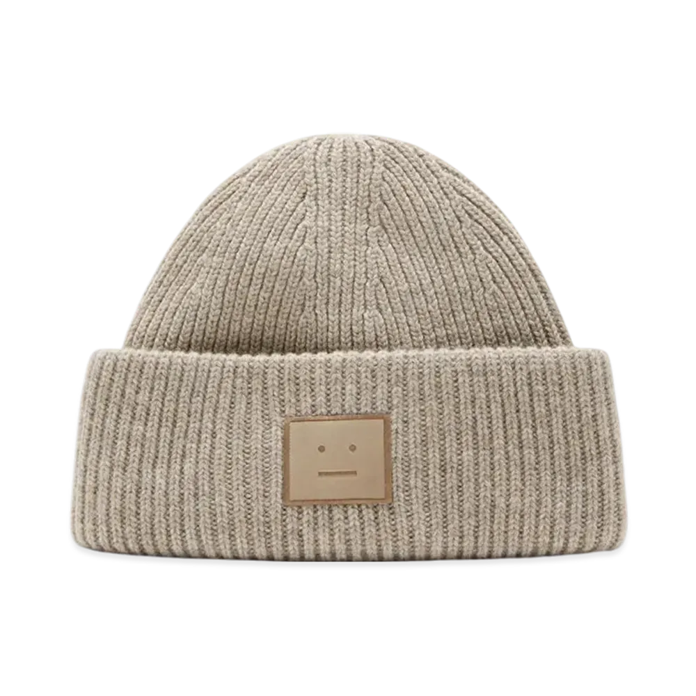 Acne Studios Large Face Logo Beanie "Greige Melange"