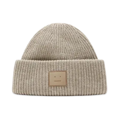 Acne Studios Large Face Logo Beanie "Greige Melange"