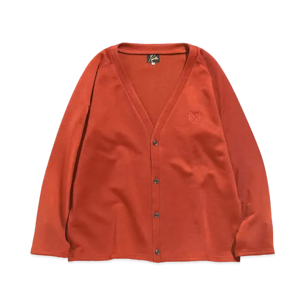 Needles V NECK CARDIGAN - C/PE BRIGHT JERSEY "Brick"