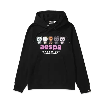 A BATHING APE x aespa Baby Milo Pullover Hoodie "Black"