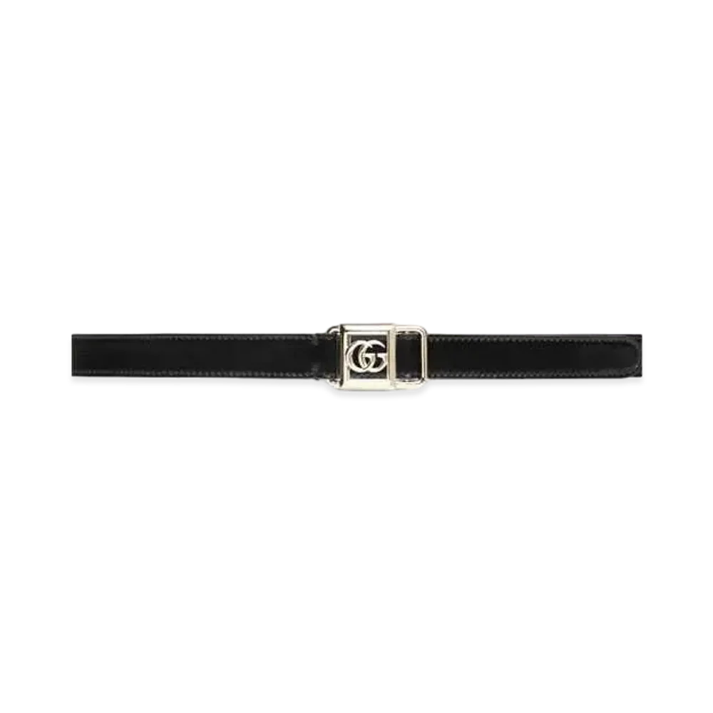 GUCCI Thin Belt with Double G Buckle "Black"