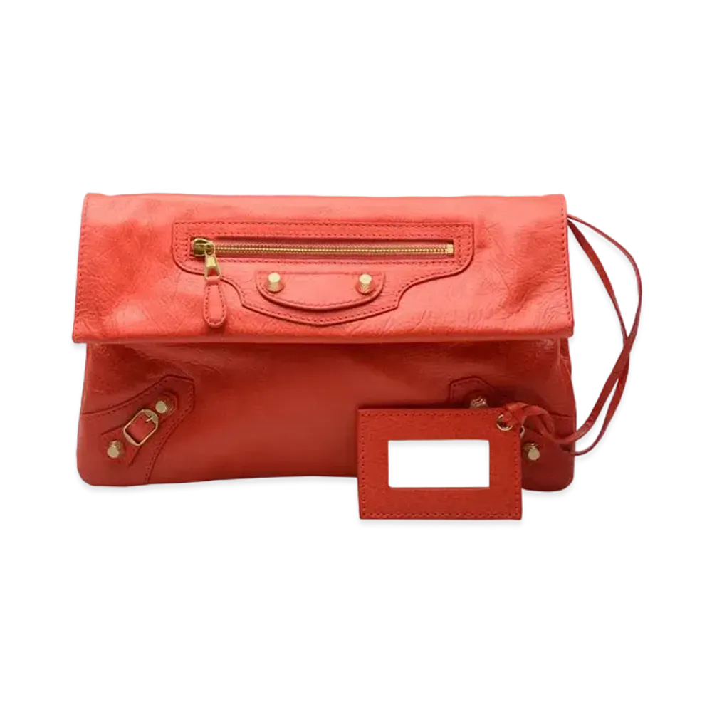 BALENCIAGA Handbag Lambskin "Orange Red"