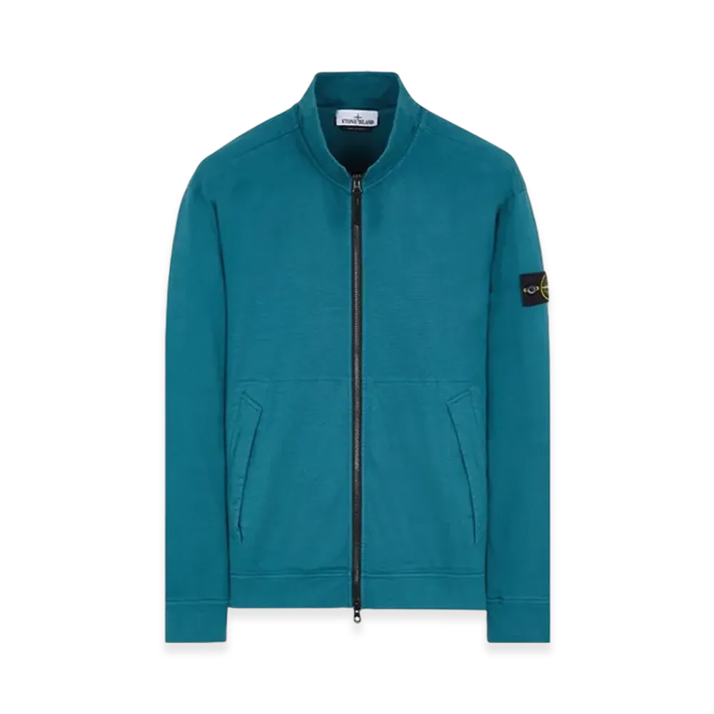 Stone Island 62050 Gauzed Cotton Jersey Garment Dyed Full Zip Up Sweatshirt - 23FW "Dark Teal Green"