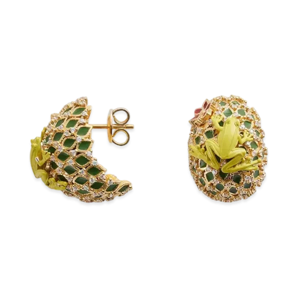 Bottega Veneta Rana Earrings "White/Avocado"